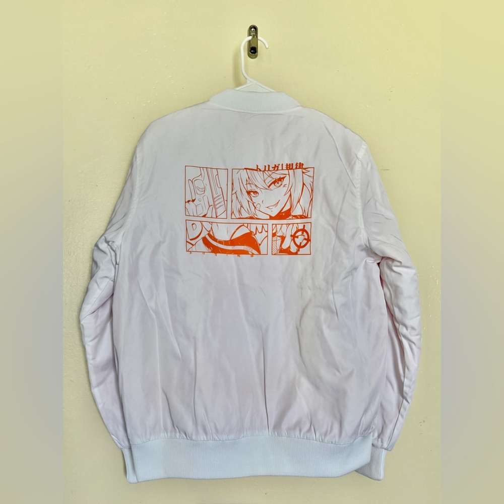 Gamersupps Trigger Discipline Heavyweight Quilt Bomber Jacket Sz S White Orange